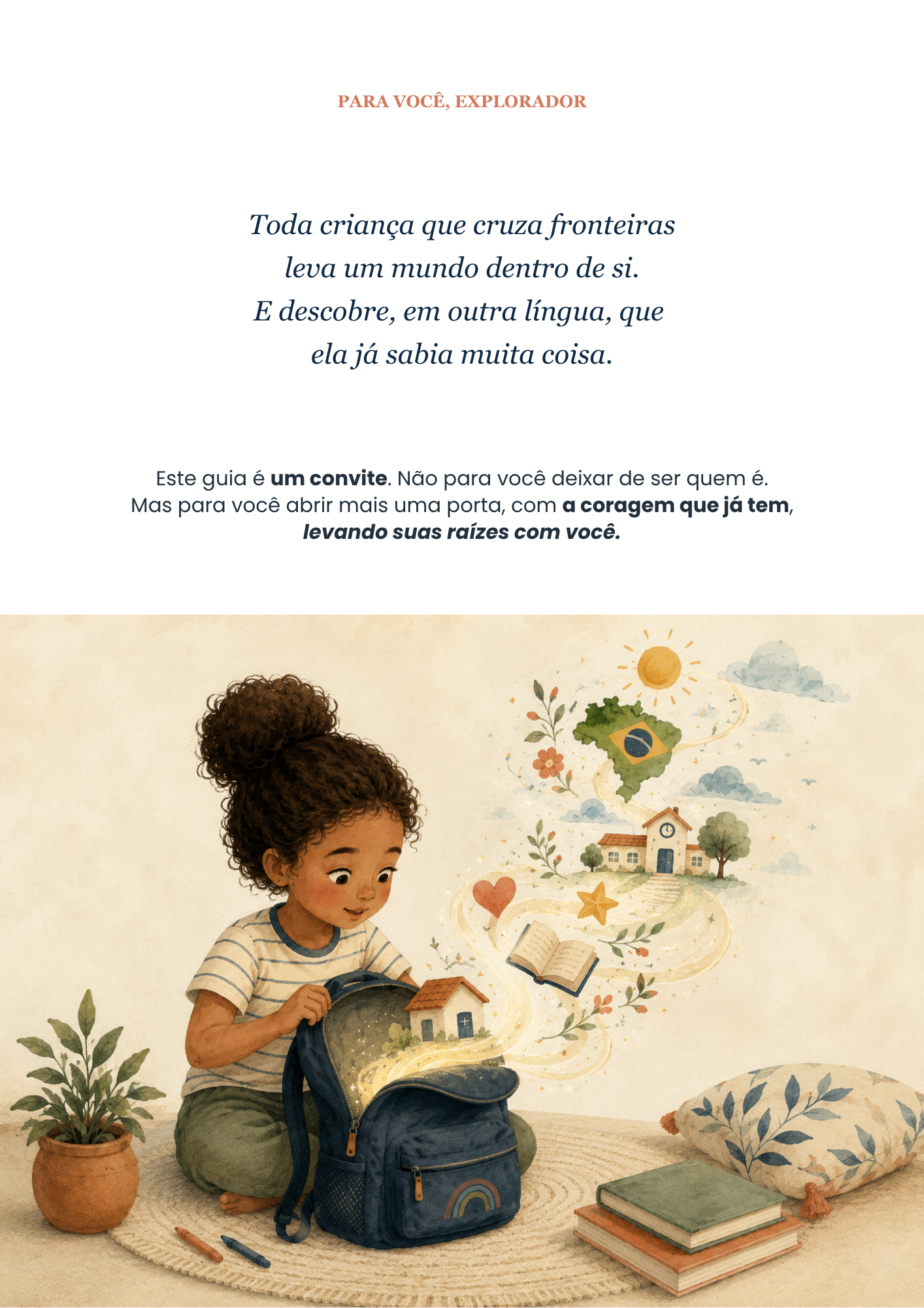 Prévia do cartão de apresentação com frases em inglês e tradução em português.